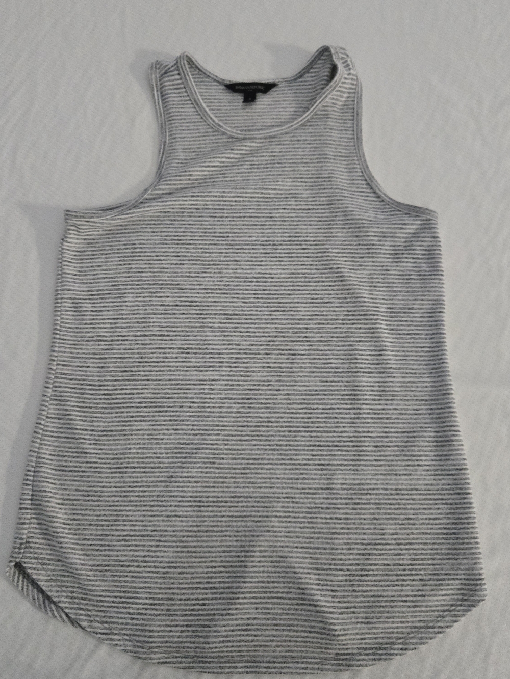 Banana Republic Gray & White Striped Racerback Tank